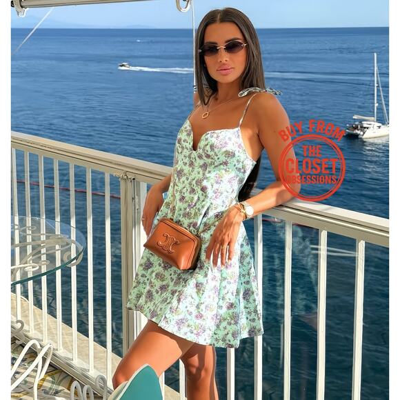 RARE!!! BLOGGER FAVE!!! ZARA Blue Floral Print Short Dress NWT - Picture 11 of 16